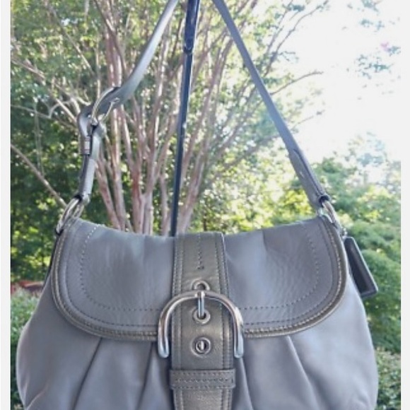 Coach F15204 Vintage Gray Soho Flap Y2K Leather w/Buckle Shoulder Bag - Picture 1 of 13